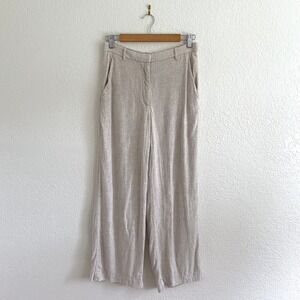 Abercrombie Fitch Linen Blend Wide Leg Pants Lined Neutral Beige Size 27